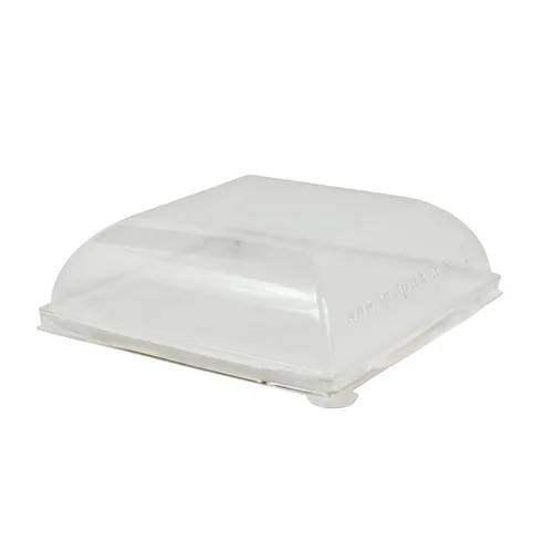 Vista 3 de PacknWood - 210BCHIC1111 - Bio 'n' Chic Plato de caña de azúcar cuadrado blanco pequeño - Platos resistentes - Caña de azúcar compostable