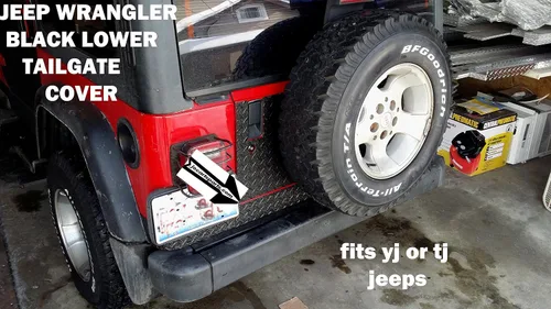 Vista 5 de Se adapta a Jeep Wrangler negro diamante placa inferior trasera cubierta cubierta para Yj o Tj