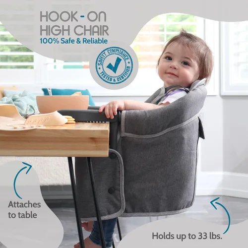Vista 2 de Tinybow Silla alta de gancho para bebé, silla alta que se fija a la mesa - Silla alta con clip para mesa, silla alta portátil para viajes, silla