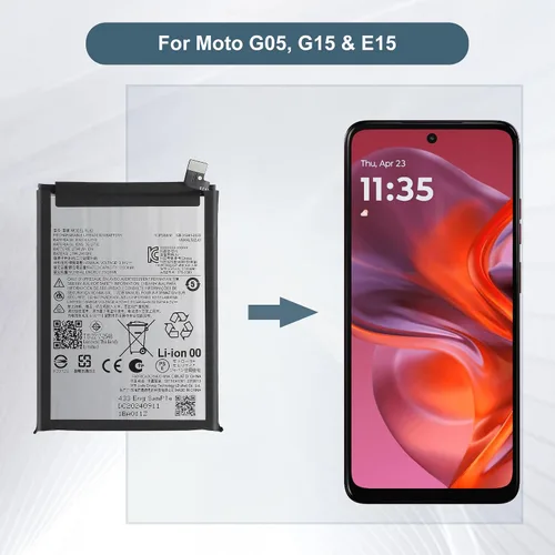 Vista 6 de Batería de repuesto RL52 compatible con Moto G05, G15 y E15, 5100mAh 3.91V, con kit de herramientas de reparación