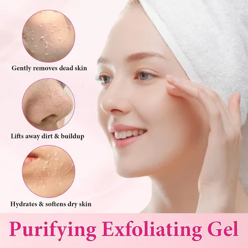 Vista 2 de Gel de pelado 1.76 oz de exfoliante facial y purificador de gel exfoliante facial, limpiador profundo de poros y exfoliante facial para control