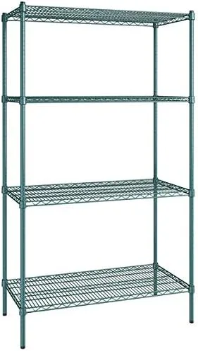 Vista 52 de Kit de 4 estantes de epoxi verde NSF de 21 x 72 pulgadas con postes de 86 pulgadas, estantería de almacenamiento resistente, kit de estantería