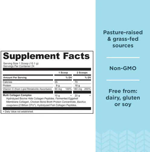 Vista 2 de Ancient Nutrition Proteína en polvo multicolágeno, sin sabor, 24 porciones + polvo orgánico Supergreens, mango, 12 porciones