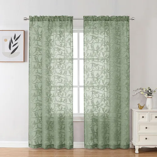 Vista 97 de OVZME Anji Clip Voile Sheer Tiers RD 2X30X36 Negro