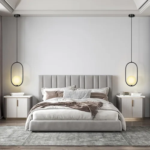Vista 3 de lobolighting Iluminación colgante moderna, paquete de 2 lámparas colgantes negras de altura ajustable, lámpara de mediados de siglo, globo de vidrio