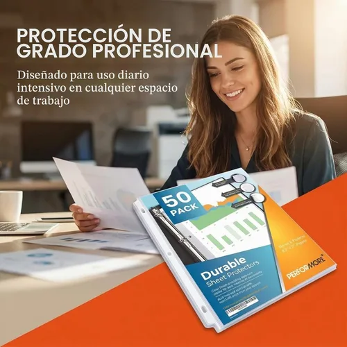 Vista 3 de Performore Paquete de 50 protectores de hojas transparentes Fundas de plástico resistentes de 8.5 x 11 pulgadas Protectores de página