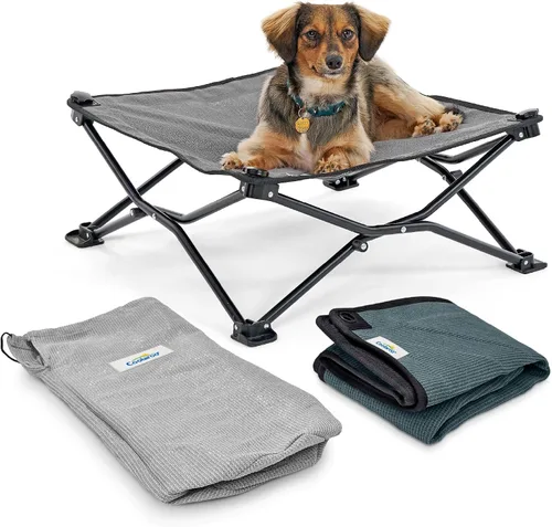 Vista 7 de Coolaroo On-The-Go - Kit de cama elevada para perros portátil y refrescante con tela HeatShield para perros pequeños, ligera y compacta, incluye
