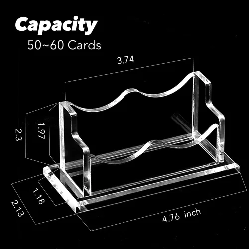 Vista 5 de PARTSPOWER Paquete de 2 soportes acrílicos para tarjetas de visita para escritorio, soporte de exhibición horizontal transparente para tarjetas