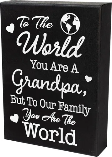 Vista 8 de JennyGems Letrero de madera con texto en inglés "To the World You Are a Grandpa But To Our Family You Are the World", decoración de estante