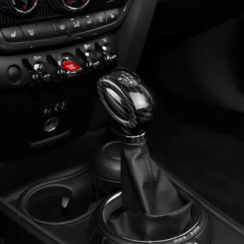 Vista 4 de AIRSPEED Cubierta de la perilla de la palanca de cambios de fibra de carbono, calcomanía interior para Mini Cooper F54 F55 F56 F57 F60 Accesorios
