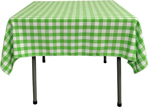Vista 10 de Mantel cuadrado a cuadros de 42.5 x 44.5 in, ideal para mesa cuadrada de 83 x 83 o menos (naranja)