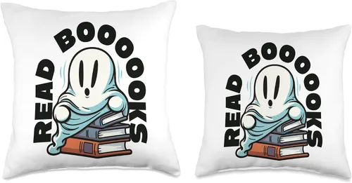 Vista 3 de Book Reading Ghost Read Boooooks Boo Bookworm Halloween Throw Pillow