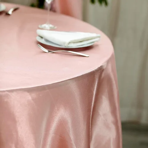 Vista 5 de BalsaCircle - Mantel redondo de satén de 108 pulgadas, color rosa polvoriento, para bodas, fiestas, catering, cocina, comedor, eventos, cocina