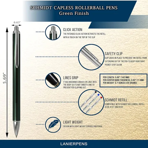 Vista 2 de Lanier Pens Schmidt Green Bolígrafo sin tapa