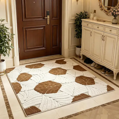 Vista 17 de UKELER Tapete antideslizante para puerta, alfombras de acento modernas para entrada, estilo romántico campestre americano, alfombras de algodón