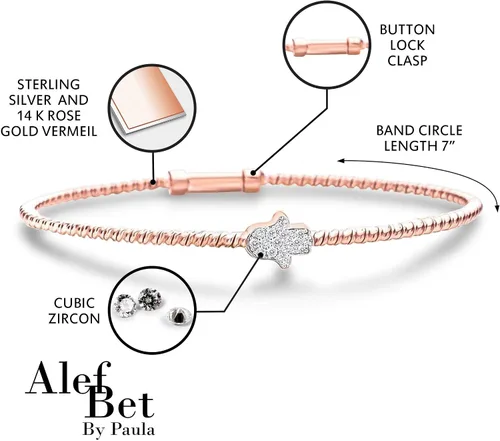 Vista 4 de Alef Bet by Paula Hamsa Hand Bracelet Sterling Silver for Women Worn for Protection and Abundant Blessings Beautiful Design for Everyday Wear
