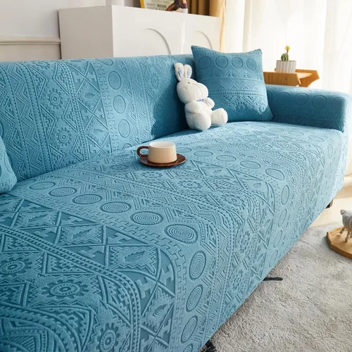 Vista 5 de vctops Funda elástica de jacquard geométrico bohemio para silla, súper suave, 1 pieza, de forro polar, protector de muebles antideslizante