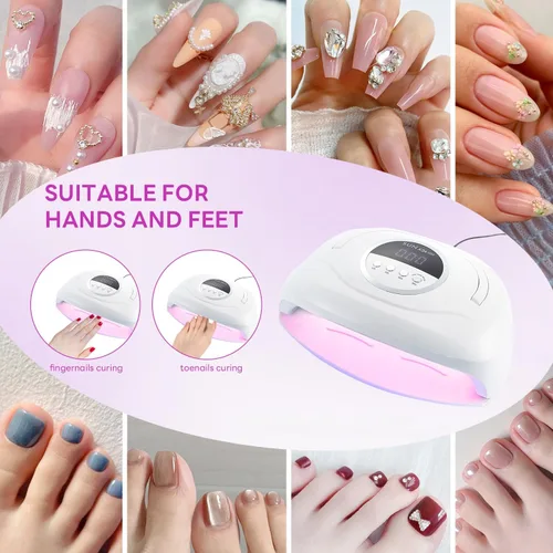 Vista 6 de Lámpara de uñas LED UV de 320 W, luz profesional de secado de uñas UV con 84 cuentas LED, secado rápido con 4 ajustes de temporizador, sensor