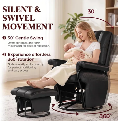 Vista 5 de HOPUBUY Silla reclinable giratoria de 360° con bolsillos laterales dobles