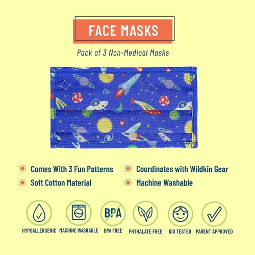 Vista 5 de Wildkin - Mochila infantil de 12.0in con máscara facial (fuera de este mundo)