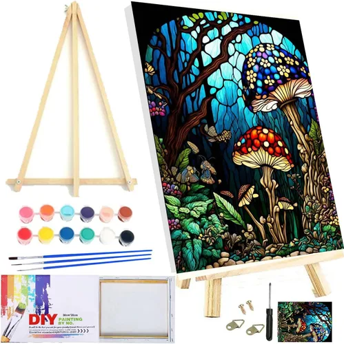 Vista 36 de Meothan Kits de pintura por números para adultos enmarcados, pintura de otoño por números para adultos principiantes, kits de pintura de calabaza
