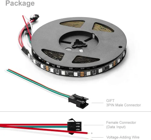 Vista 9 de BTF-LIGHTING WS2811 Tira LED direccionable Ultra brillante 5050 SMD RGB 60LED/m 20Pixels/m Píxeles Multicolor Luz Total 300LED 100Pixeles 16.4ft