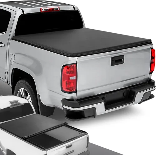Vista 14 de DNA MOTORING Nueva actualización de cubierta tonneau para parte de atrás de camioneta, apertura con tres pliegues, compatible con Colorado/Canyon