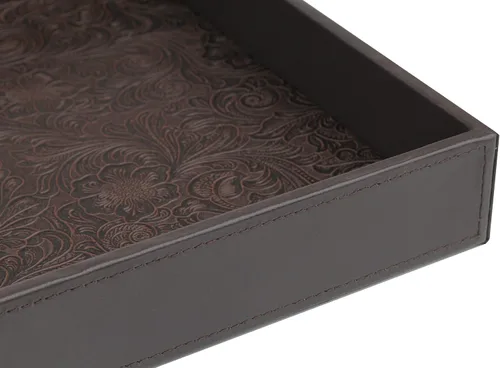 Vista 7 de Bandeja rectangular de piel sintética pequeña para servir de 10 x 8 pulgadas, moderna y elegante bandeja decorativa para mesa de café, joyería