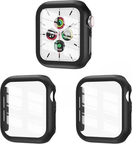 Vista 9 de Juego de 3 fundas compatibles con Apple Watch SE 3 Series 6/5/4 de 40 mm con protector de pantalla de vidrio templado, cubierta protectora