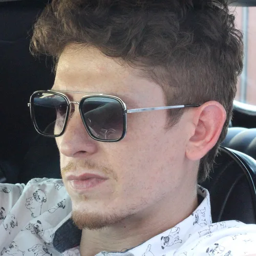 Vista 5 de Flawless Eyewear Gafas de sol cuadradas estilo aviador retro vintage para hombres y mujeres con marco de metal clásico Tony Stark Black Gold Black