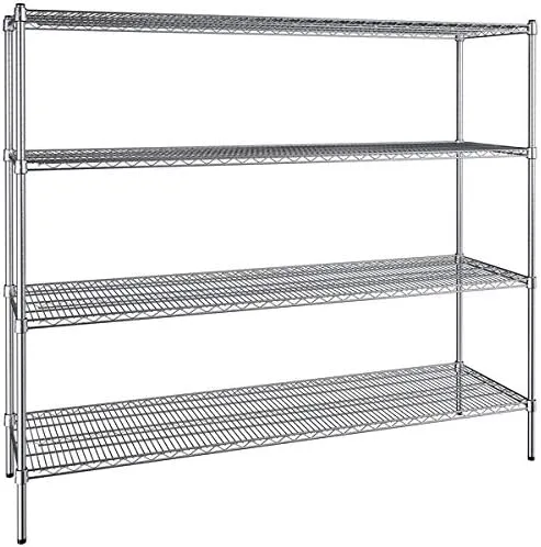 Vista 333 de Kit de 4 estantes de epoxi verde NSF de 21 x 72 pulgadas con postes de 86 pulgadas, estantería de almacenamiento resistente, kit de estantería