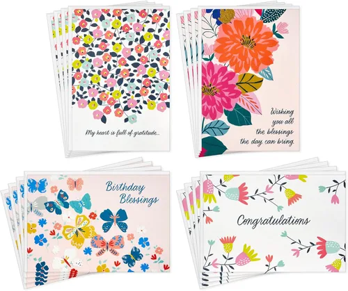 Vista 8 de Hallmark Surtido de tarjetas de agradecimiento en caja y en blanco (cuatro diseños tropicales surtidos, 40 tarjetas de notas y sobres)