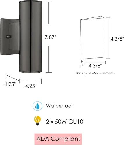 Vista 5 de EGLO Riga - Lámpara de pared moderna para exteriores, 2 luces, LED, regulable, impermeable, para interiores y exteriores, 7 pulgadas, negro mate