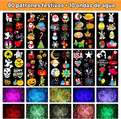 Vista 2 de Luces de proyector de Halloween más brillantes, decoraciones de Halloween mejoradas 2026, proyector de vacaciones, 8 patrones a la vez