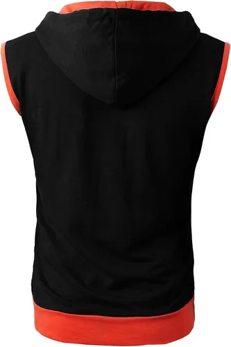 Vista 3 de H2H - Chaleco con capucha para hombre, estilo casual, ajustado, ligero, sin mangas y con cremallera