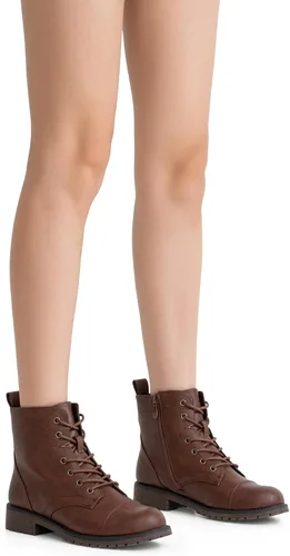 Vista 2 de Vepose Botines de moda para mujer, botines de tacón bajo con cordones para mujer