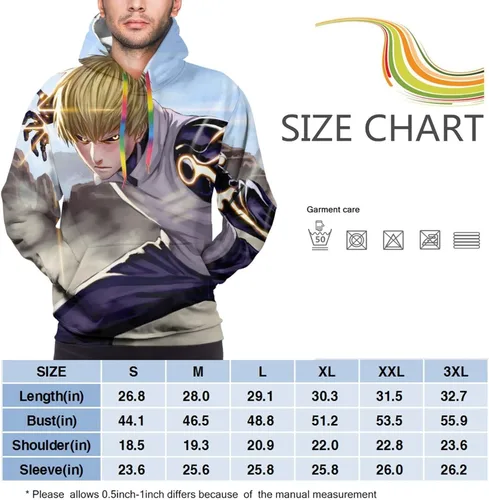 Vista 4 de One-Punnch Man Anime Hooded Sweatshirt Long Sleeve Pullover Sweatshirts for Teens Sweaters Tops with Pockets