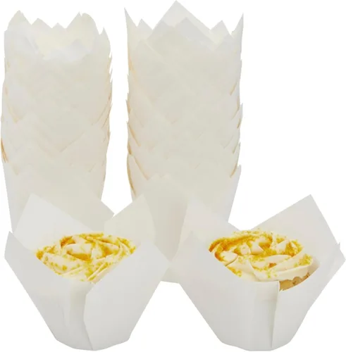 Vista 10 de Juvale Revestimientos para cupcakes – 2 x 3.5 pulgadas, negro, paquete de 100 – Revestimientos de tulipanes para cupcakes para hornear y fiestas
