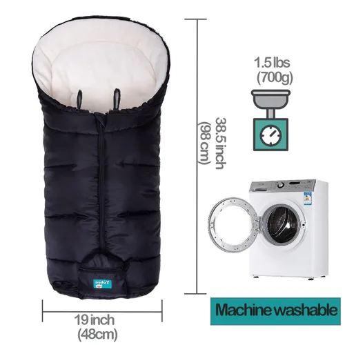 Vista 4 de Yobee Saco universal para todos los cochecitos, bolsa de felpa cálida resistente a la intemperie, fácil de instalar, accesorios multifunción
