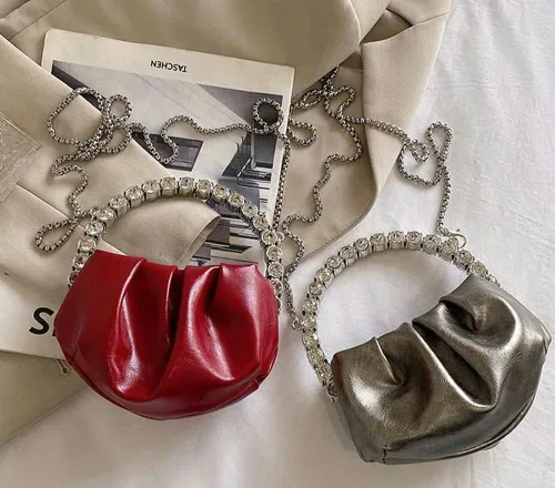 Vista 6 de Molodo Bolso de mano para mujer, bolso de mano fruncido, bolso de noche con cadena, bolso cruzado para noche, boda, fiesta