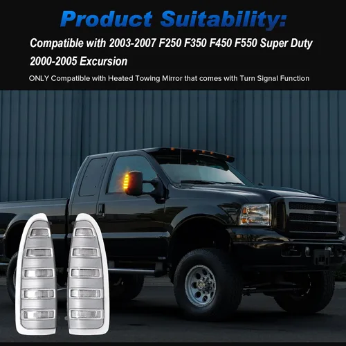 Vista 5 de Luces LED de espejo lateral para Ford F250 F350 F450 F550 Super Duty 2003-2007