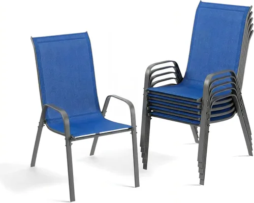 Vista 15 de MAMIZO Sillas de comedor para patio, silla Teslin apilable para todo tipo de clima, juego de sillas transpirables resistentes al aire libre