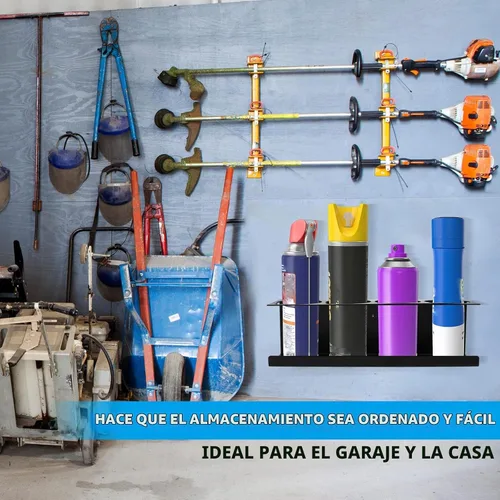 Vista 5 de RealPlus Soporte para latas de aerosol, organizador de 4 latas, soporte de acero resistente montado en la pared para garaje y espacio de trabajo