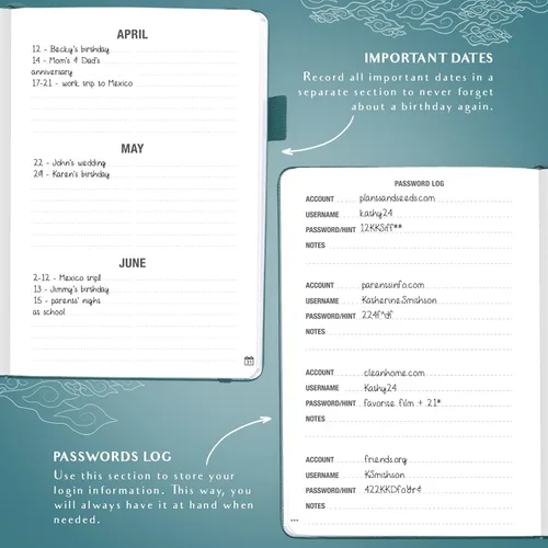 Vista 5 de Libreta de direcciones Legend Planner con pestañas alfabéticas – Libro de contactos telefónicos para números de teléfono, direcciones, contraseñas