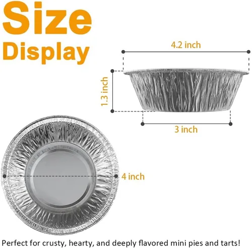 Vista 2 de Mini moldes de papel de aluminio de 4 pulgadas, 50 unidades, mini latas desechables para tartas, panaderías, cafeterías, restaurantes, mini moldes