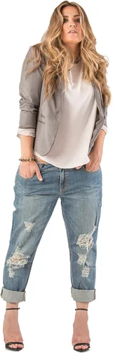 Vista 4 de Standards & Practices Pantalones de mezclilla elásticos para mujer de talla grande, Azul