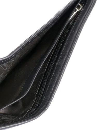 Vista 4 de Billetera plegable de piel con bloqueo RFID para hombre con bolsillo para monedas, Negro
