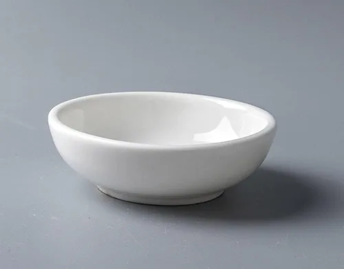 Vista 4 de 4 platos de cerámica blanca para condimentos, cuencos de inmersión para aperitivos, 3 pulgadas