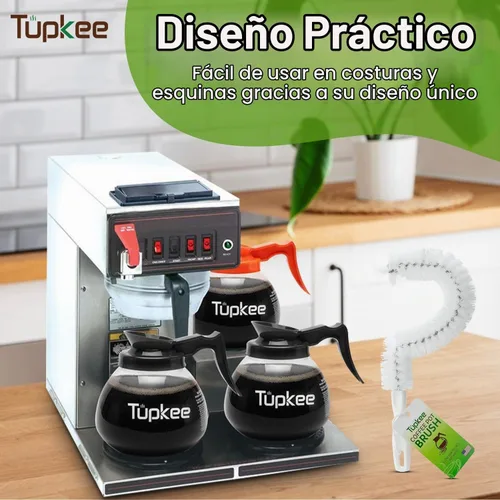 Vista 6 de Cepillo de limpieza para cafetera, curvado, antiarañazos, cerdas