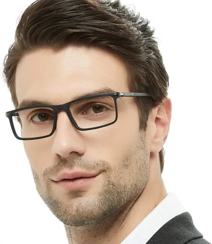 Vista 2 de OCCI CHIARI Mens Rectangle Eyewear Frame Full-Rim Non-prescription Clear Optical Glasses